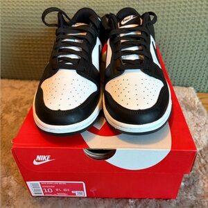 Nike Dunk Low Retro - Men's Size 10 - Black and White Sneakers